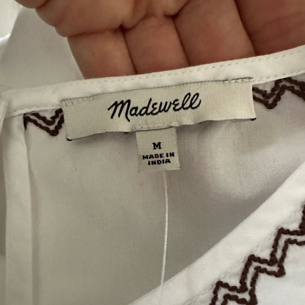 NWT Madewell Embroidered Balloon Sleeve Top- Medium - Picture 11 of 13